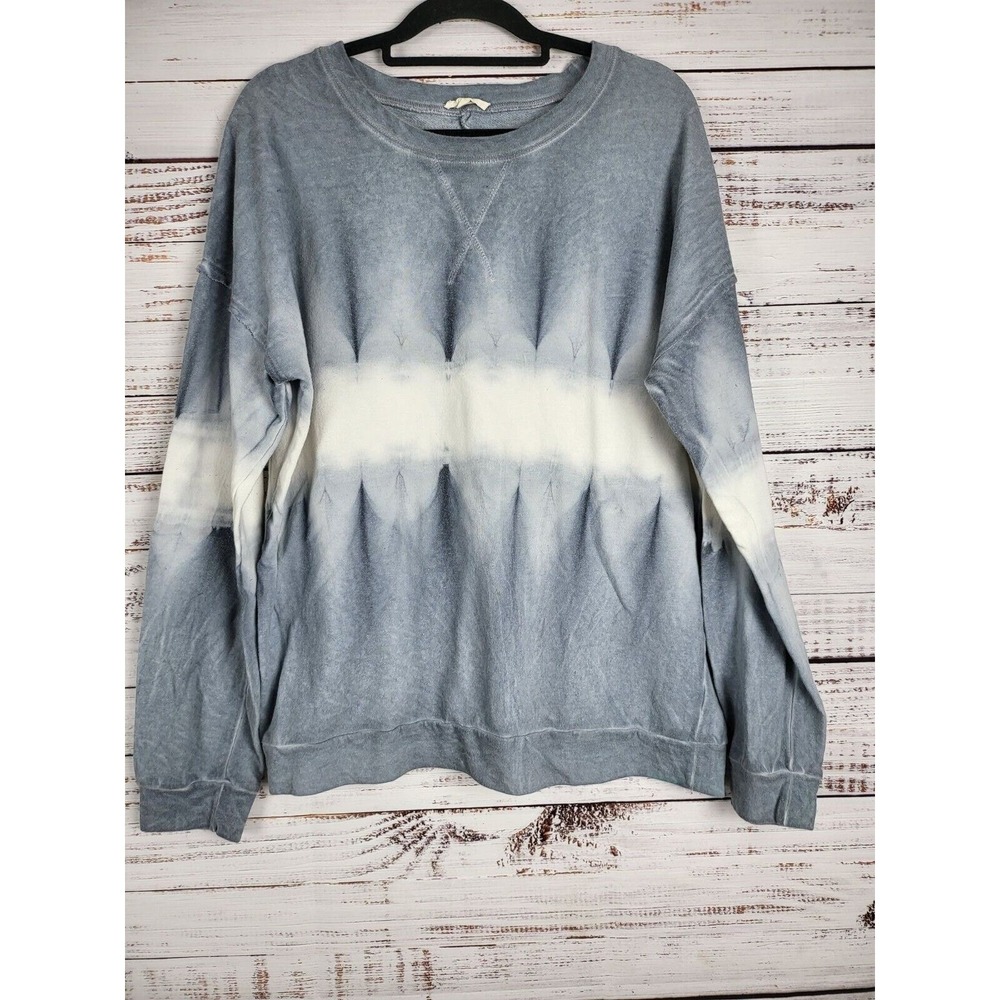 Easel Tie Dye Sweatshirt M Womens Blue White Crew Neck Pullover Long Sleeve